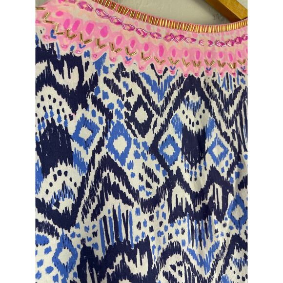 Lilly Pulitzer 100% Silk Beaded Renato Dinner Tunic in Oh My Cod Size Large - Picture 9 of 9